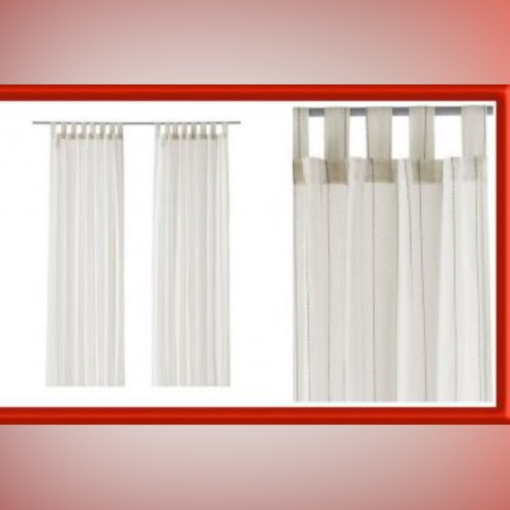 IKEA Set of 3 Björnloka Linje White Navy Pin Stripe Cotton Curtains